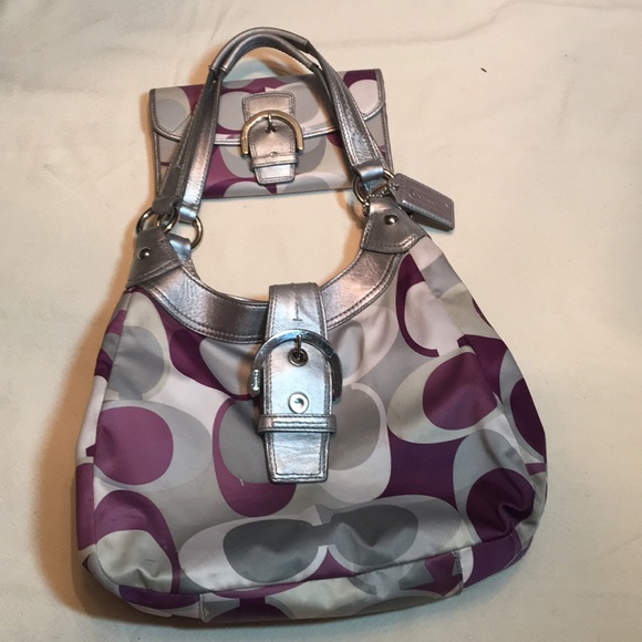 Coach Handbags - RARE COACH SCARF SOHO HOBO PURPLE SILVER PURSE